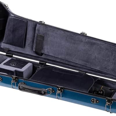 Crossrock Fiberglass Case fits for F-Trigger or Straight Trombone with removable shoulder straps-Blue image 4