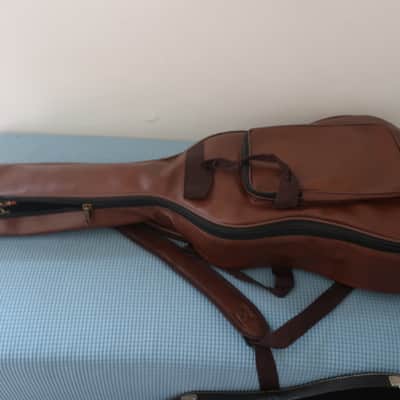 Vintage 1980s Acoustic Guitar Regular Dreadnought Size Case Brown Pleather Brown Gig Bag Heavy Duty Soft Leather Tearproof Workhorse Well Made 40 x 15 x 4 image 3