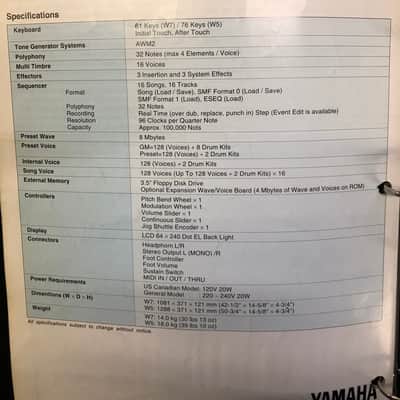 Yamaha W7 Synthesizer 1994 - Black - Made in Japan image 8