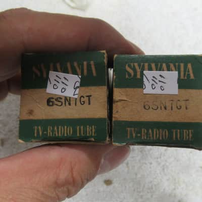 2 NOS SYLVANIA  6SN7GT SHORT BOTTLE 3 HOLE BADBOY TUBE image 2