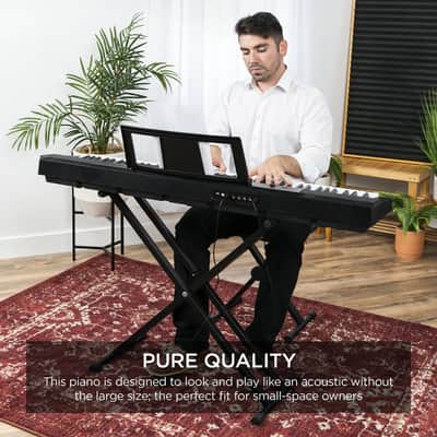 Cxxss 88-Key Digital Piano Set w/ Semi-Weighted Keys, Stand, Sustain Pedal - Black image 4