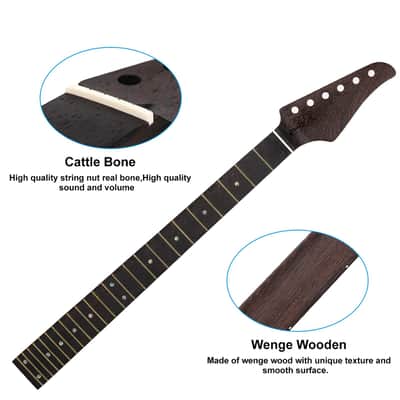 24 fret Guitar Neck Wenge Neck,Wenge Fretboard Inlaid with Colored Shells,Cow Bone Nut image 3