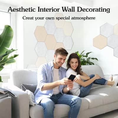 Acoustic Panels, 12-Pack Soundproof Wall Panels, High Density Felt Tiles Board Sound Absorbing With Adhesive, Sound Proof Cork Board For Interior Wall Decor (Silver/Camel/Dark Camel) image 3