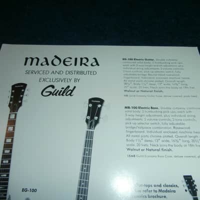 Vintage 1970's Madeira Guild EG-100 Guitar, MB-100 Bass Flyer! image 2