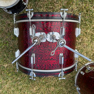 1960s Rogers Holiday Cleveland 12-12-16-20 Red Onyx Drum Set image 5