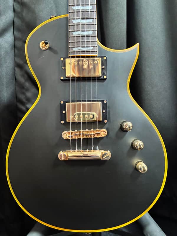 ESP LTD EC-1000 Duncan with Ebony Fretboard  2018 - Present - Vintage Black - Gold Hardware & Hardcase image 1