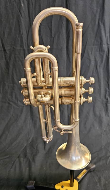King made by H N White American Stndard Bb Cornet 1920 - silver plate image 1