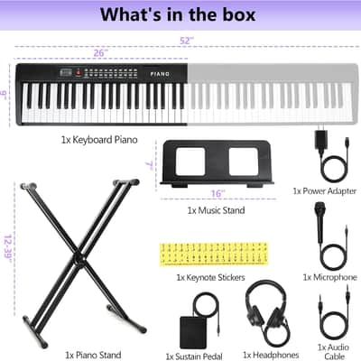 88 Key SEMI-Weighted Keyboard Piano For Beginners w/Stand, Corded Electric, MIDI, Bluetooth, 1000 Tones/Rhythms, 150 Demos, Sustain Pedal, Teaching Mode, Metronome, Sync, Dual Key, Key Drum image 2