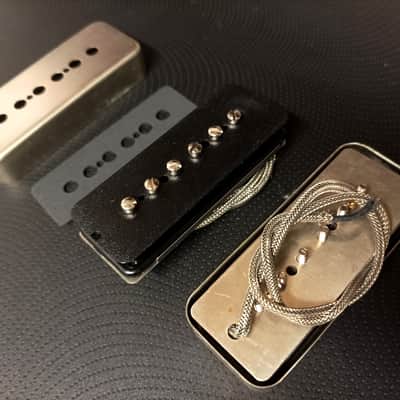 SOAP BAR P90 Pickups SET METAL Non-Plated Nickel Silver Cover Vintage  Gibson Epiphone Custom Shop Q image 5