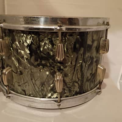 Slingerland/Radio King Snare drum 8x14 clamshell strainer solid shell 1940s - Black Diamond Pearl BDP image 4
