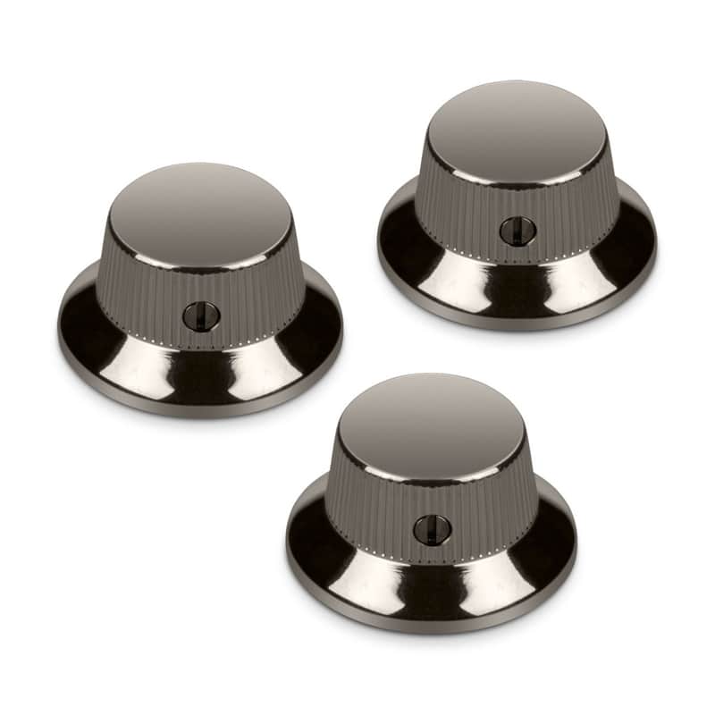 Schaller Germany Set of (3) Metal Strat/Stratocaster Knobs, Ruthenium, 15010600 image 1