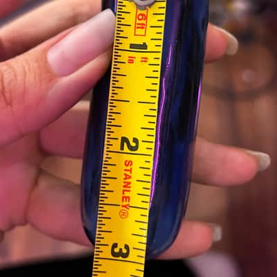 Guitar Slide- Blue Iridescent Glass, Porcelain/Bone China Handle Grip image 6