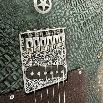 Custom Telecaster Style Guitar Tooled Alligator Leather Art Top image 12