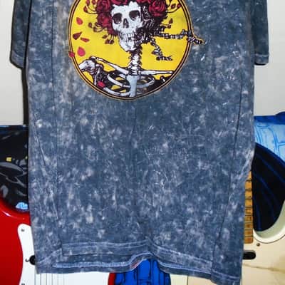 grateful dead skull and roses head distressed s tee - jerry garcia psychedelic guitar pigpen ripple truckin image 2