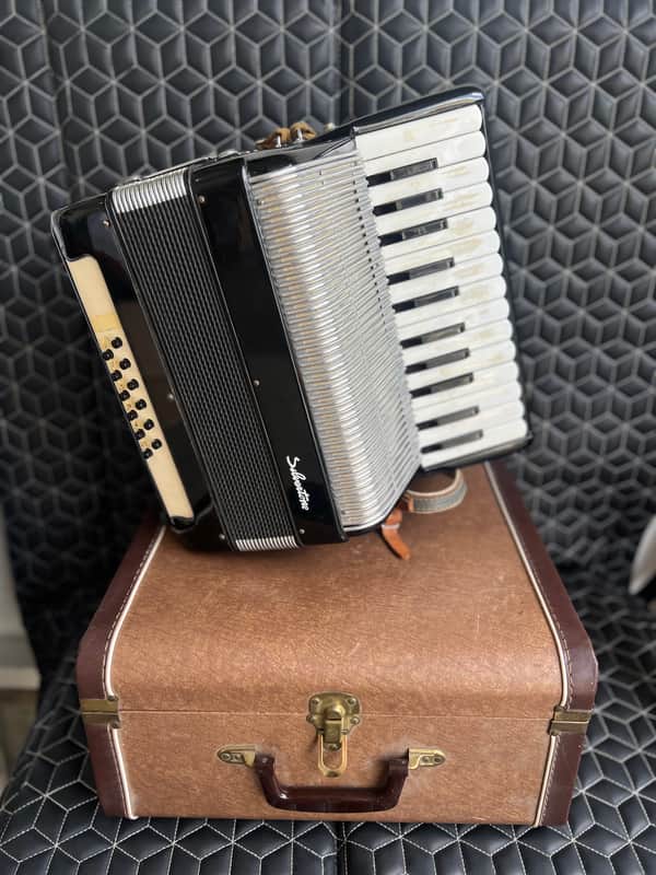 Silvertone Piano Accordion with case and strap- Must go! Plays good. Ships fast! image 1