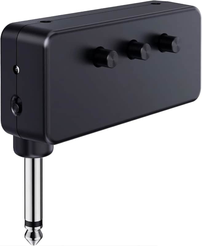 Mini Guitar Headphone Amp, Distortion Timbre Electric Guitar Headphone Amplifier with 3.5mm Earbud/AUX Jack, Classic Rock Tone Portable Amp for Silent Practice Indoor Travel Night image 1