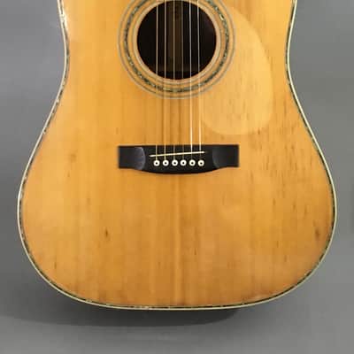 Vintage MIJ Canyon T40 Dreadnought Acoustic Guitar 1970s Natural Solid Spruce Top Martin D40 Style Axe image 2