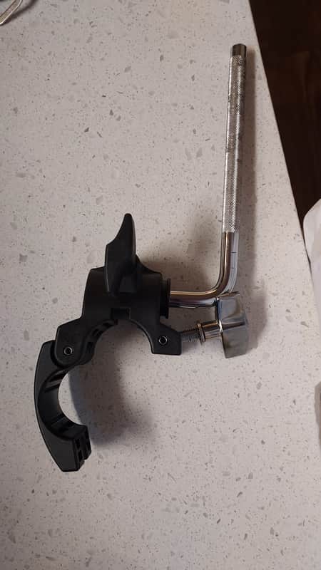 MDH V-Drum 1.5 inch Hinged Rack Clamp + L Arm -Pad Tom Snare Mount image 1