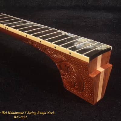 Handcrafted 5 String Banjo Neck, Solid Mahogany & Hard Maple Planet Inlay, Heel Carved, Bruce Wei BN-2022 image 9
