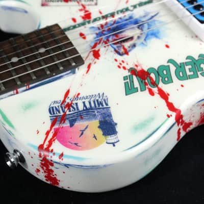 Custom Painted and Upgraded Epiphone Les Paul JR, Aged and Worn With Graphics and Matching Headstock image 14