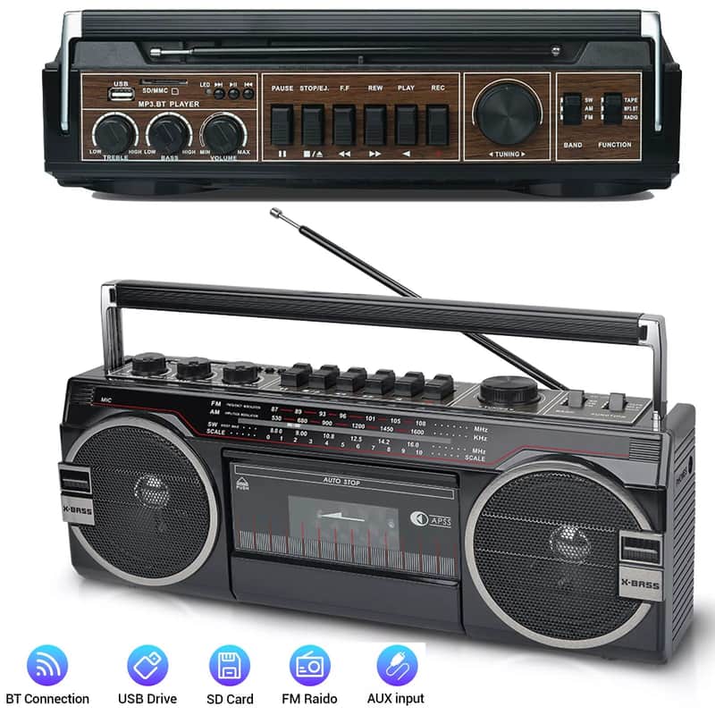 Retro Cassette Radio Player & Bluetooth Speaker – The Ultimate Music Lovers Companion image 1