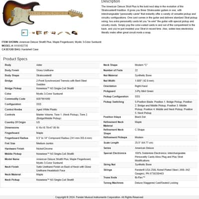 2013 Fender® American Deluxe Stratocaster Plus Mystic 3 Color Burst EXCELLENT! image 2