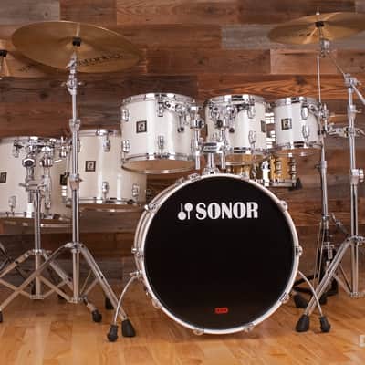 Sonor Force 3003 6 Piece Maple Drum Kit, White Sparkle Lacquer (Pre Loved) image 5