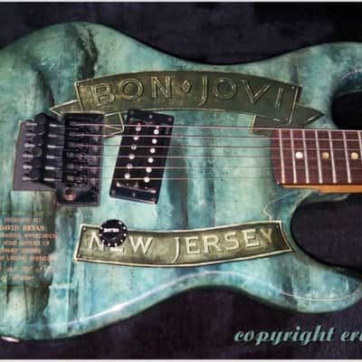 1988 Kramer Bon Jovi New Jersey cover Knapp graphic guitar. Owned by band member David Bryan image 1