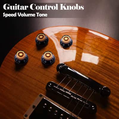 4Pcs Guitar Knobs,Amber Top Hat Bell Style Rotary Knobs,Electric Guitar Bass Speed Volume Tone Control Knobs Fits 6mm/0.24" Rotary Shaft Musical Instruments And Radios Parts Replacement KNOB-S33 image 3