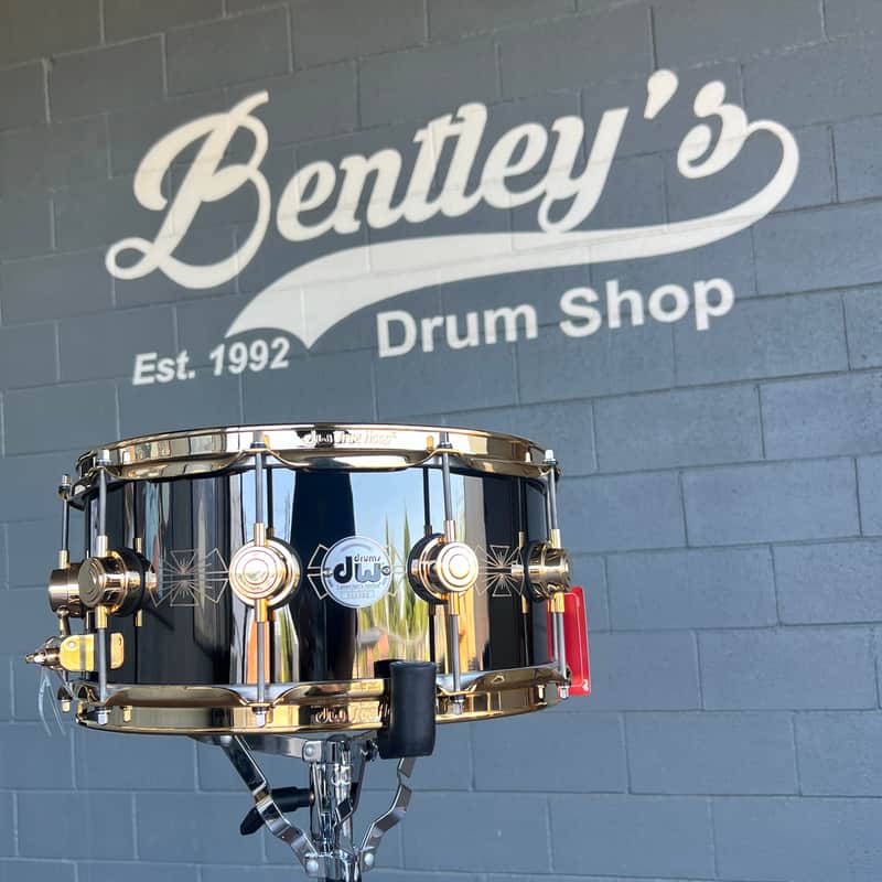 ~RARE!~ DW Collector's Series 6.5x14" Engraved Art Duco Black Nickel Over Brass Snare Drum w/ Gold Hardware image 1