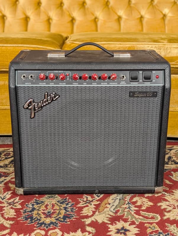 Fender Super 60 2-Channel 60-Watt 1x12" Guitar Combo 1988 - 1992 - Black : RED KNOB image 1