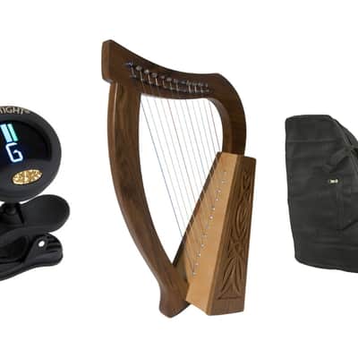 Baby Celtic Harp Package Includes: Roosebeck Baby Celtic Harp 12-string w/ Knotwork Design, Walnut W image 1