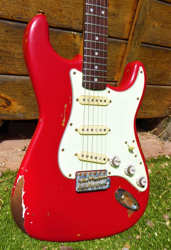 DY Guitars Gary Moore fiesta red relic strat body PRE-BUILD ORDER image 1