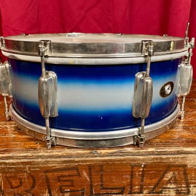 1950s Slingerland No. 151 Student Model 5.5x14 Radio King Snare Drum Blue / White Duco image 8