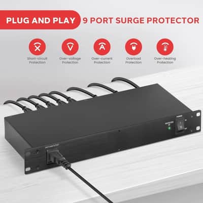 15A Power Supply Conditioner Strip Surge Protection 9 Outlets / 120V image 2