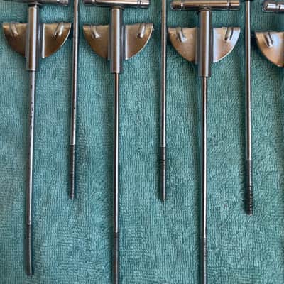 Del Rey MIJ Lot of 12 Bass Drum T tension rods + 11 claws 70s - Chrome image 6