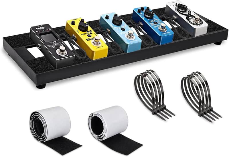 Small Guitar Pedal Board, 15x5.7x1.18", Aluminum Alloy Black Effects Mini Pedal Board with Adhesive Hookside Tape image 1