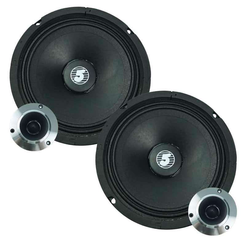 5 Core Mid Range Car Speaker Package 2X Midrange Loudspeaker 6.5" & 2X Aluminum Bullet Tweeter 1"