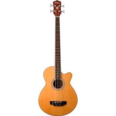 Washburn AB5K 4-String Acoustic Bass Guitar Natural Koa image 2
