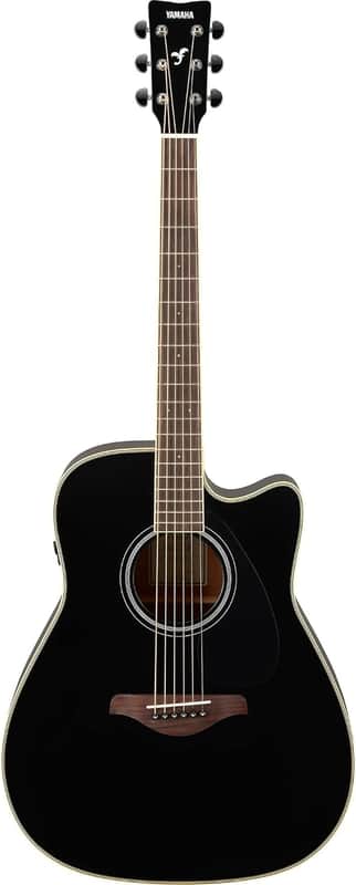 Yamaha FGC-TA TransAcoustic Dreadnought Cutaway Acoustic-Electric Guitar - Black image 1