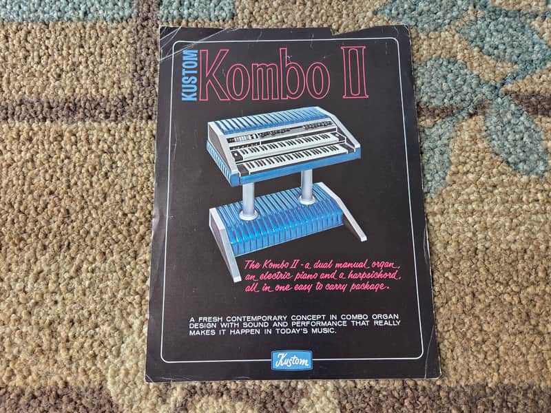 Vintage Circa 1971 Kustom Kombo II Organ / Piano Tuck and Roll Flyer! Rare, Original Case Candy, Paperwork! image 1
