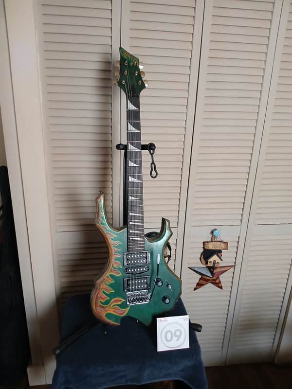 Glarry FLAME GUITAR 2025 - Deep green with shift purple metal flake image 1