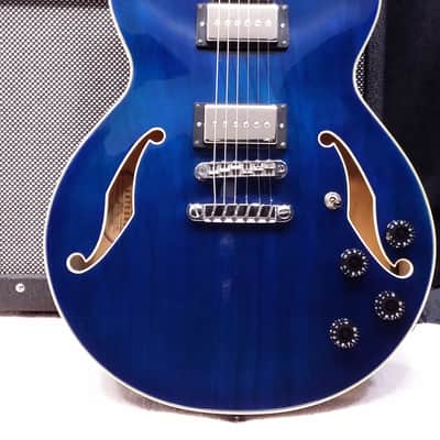 SALE - Ibanez Artcore AM73 Semi Hollowbody Guitar - P90 - 2001 - Blue with Hard Case image 3