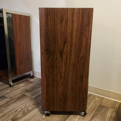 Vintage Fisher RA-128-2 Stereo Cabinet Wood Laminate Glass Door Open Top Wheels image 7