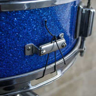 Rogers 5" x 14" 1960's Luxor Blue Sparkle Snare Drum image 11