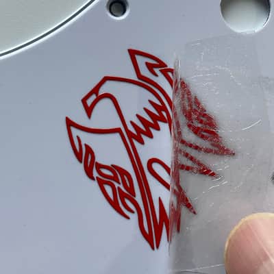 For Gibson Firebird Red 3D Logo Guitar Pickguard 3 Ply White image 4