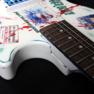 Custom Painted and Upgraded Epiphone Les Paul JR, Aged and Worn With Graphics and Matching Headstock image 12