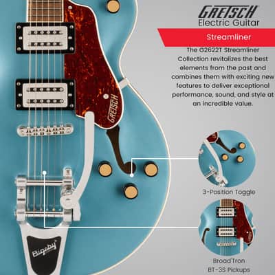 Gretsch G2622T Streamliner Center Block Double-Cut Electric Guitar (Arctic Blue) image 4