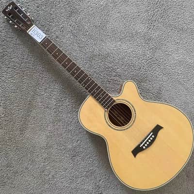 40 Inch Single Cut Acoustic Electric Guitar, Solid Spruce Top Body, Mahogany Neck image 1