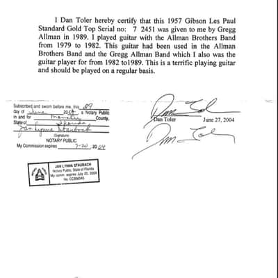 Allman Brothers Band Owned and Played 1957 Les Paul Goldtop image 9
